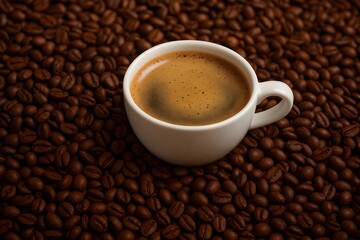 Fototapeta premium Aromatic Coffee Beans with Steaming Cup 