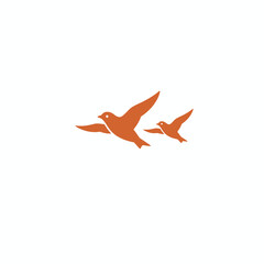 Soaring Harmony: Two birds gracefully take flight, symbolizing freedom and unity in a clean, modern design.