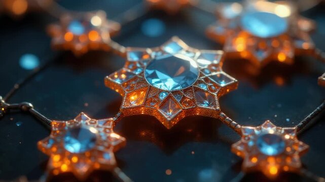 Video A close-up shot of a star-shaped necklace, perfect for use in jewelry or fashion related contexts