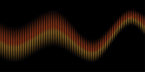 Wavy Halftone Dotted Gradient Design Element. Abstract Digital Sound Wave Background