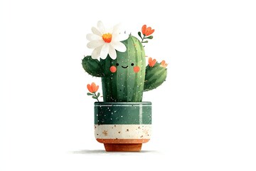 Cactus blooming beautifully in rustic pot high resolution photo
