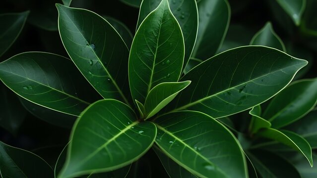 Lush Green Leaves - A Close-Up of Natures Beauty. - Powered by Adobe