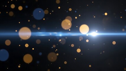 Abstract glowing bokeh lights and lens flare on a dark background