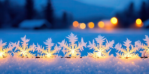 Frost crystal pattern snowflake formation winter morning cold texture backlit snow