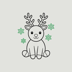 Cute Sitting Reindeer Christmas Art