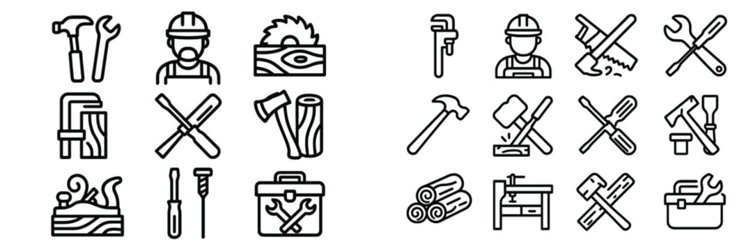 Essential carpentry and construction tools set for repair and building projects