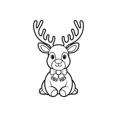 Cute Sitting Reindeer With Bow Art