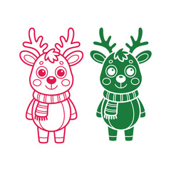 Cute Christmas Reindeer Duo Art