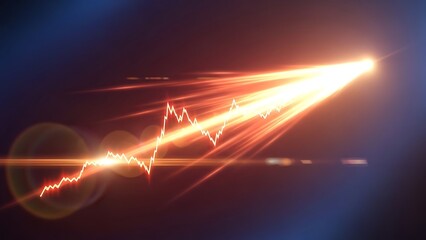 Bright orange light beam with lens flare and abstract streaks against dark background