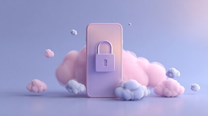 Secure your data with cloud based mobile technology for peace of mind and easy access anywhere anytime with stylish pastel aesthetics