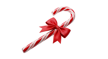 Festive candy cane with red bow evokes sweet holiday memories now