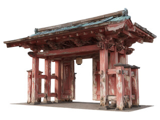 A traditional Japanese torii gate isolated on white.