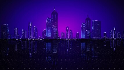 Futuristic City 3d animation blue city colorful city animated 4k 3d Video Footage - Powered by Adobe