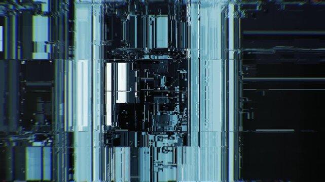 Abstract microchip datamosh loop with smooth, seamless digital distortions. Perfect for motion graphics overlays, tech UI, sci-fi interfaces and creative backgrounds.