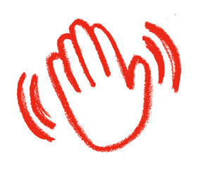 Hand Wave Icon Crayon Chalk Wax Drawing Vector