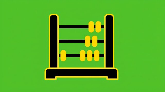 Stylized illustration of a black and yellow abacus against a bright green background