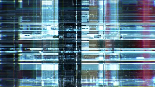Abstract microchip datamosh loop with smooth, seamless digital distortions. Perfect for motion graphics overlays, tech UI, sci-fi interfaces and creative backgrounds.