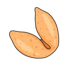 hand-drawn doodle of individual fortune cookie on white backdrop. illustration expresses friendly, whimsical and optimistic mood