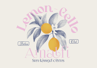 Lemon artwork for vintage grunge effects. Amalfi citrus graphics in vector. summer fruit food prints. women's girl's tee shirt tops sweatshirt use this print. © sumonsharif