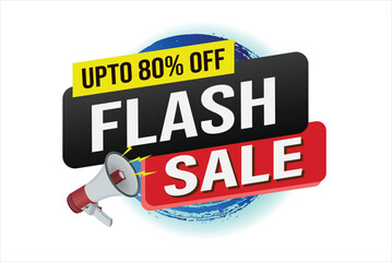 flash sale word mega phone concept vector illustration and 3d style, landing page, template, ui, web, mobile app, poster, banner, flyer, background, gift card, coupon, label, wallpaper
