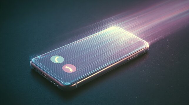 Don't miss the call! Incoming call on modern smartphone with glowing effects perfect for tech, business, or personal communication concepts