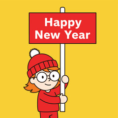 Cute cartoon child holding 