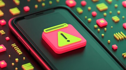 Urgent mobile notification on phone for app security or connection issues requiring immediate attention for mobile banking or safety concerns