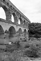 famous, historic aqueduct Pont du Gard, Gard department, Provence, France