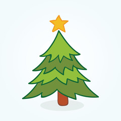 Simple Christmas Tree Cartoon Illustration