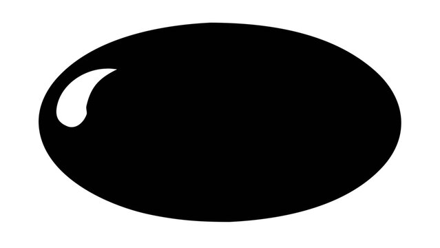 Black oval shape, glossy effect, vector icon, abstract symbol