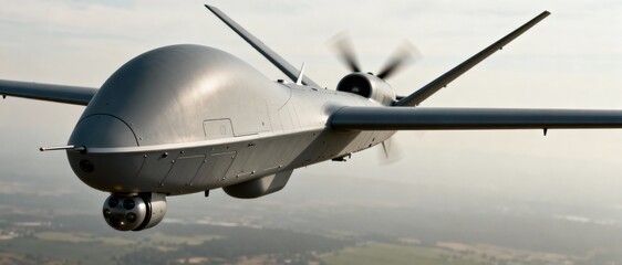 A stealth unmanned aerial vehicle flying covertly over hostile airspace.
