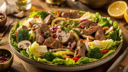 National dishes of Brazilian cuisine. 
Lamb salad.