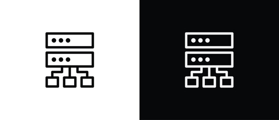 Proxy network icon. Cybersecurity linear icon. Network Security, thin vector lines on a transparent and black background. Editable stroke.
