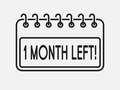 Countdown monthly calendar icon - 1 month left