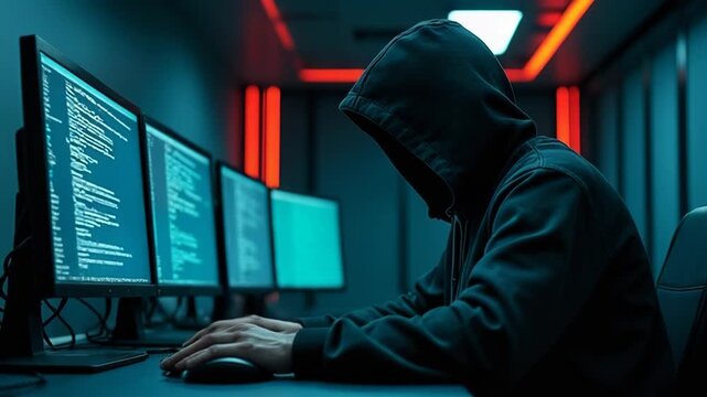 Video A person sits at a computer wearing a hoodie, likely working or studying