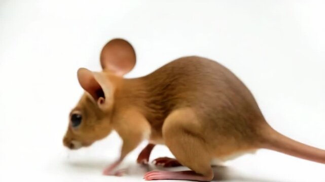 Video A small mouse perched on its hind legs, offering a unique perspective