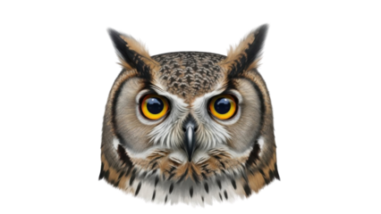 European eagle-owl head portrait isolated PNG with Transparent Background