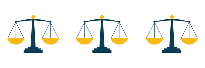 Scales Icon Set in Clean Flat Vector Illustration Featuring Libra Balance Symbols, Simple Weighing Elements, Minimal Justice Graphics, and Modern Line Art Design for Legal, Measurement