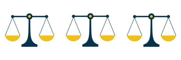 Scales Icon Set in Clean Flat Vector Illustration Featuring Libra Balance Symbols, Simple Weighing Elements, Minimal Justice Graphics, and Modern Line Art Design for Legal, Measurement