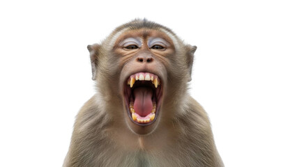 Monkey showing its teeth with mouth open isolated PNG with Transparent Background