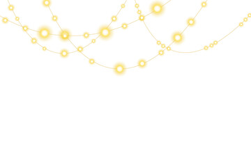 Vector Christmas lights collection with glowing LED lamps, warm festive garlands, and elegant holiday illumination ideal for Christmas decoration, transparent PNG overlays, and seasonal celebration de