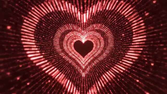 Romantic red heart tunnel pulsing with love and passion, perfect for Valentine's Day promotions and heartfelt messages, a dynamic glowing design