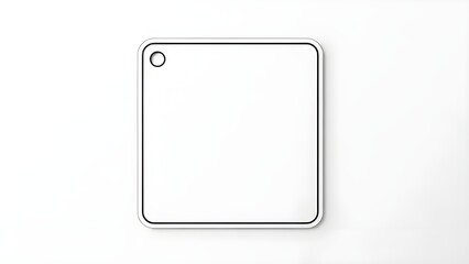 Square price label with rounded corners and punched hole, plain design, isolated on white background, clean retail mockup.