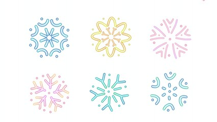 set of beautiful snowflake icons in colorful vector illustration