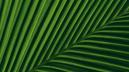 Radiant green palm leaf with vivid veins. AI image