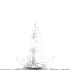 Dynamic White Milk Splash Erupting Upwards in a High-Speed Crown Shape Isolated on Transparent Background