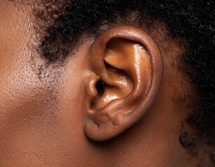 Macro Close-up of a Human Ear with Detailed Skin Texture