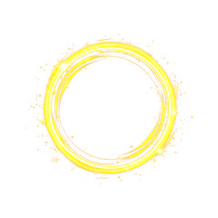 Vibrant Golden Ring of Light Motion Streak with Sparkling Particles Isolated on Transparent Background