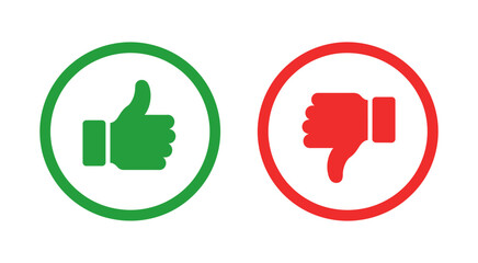 Obraz premium Thumb Up and Thumb Down Icon Set in Clean Vector Illustration Featuring Positive and Negative Hand Gestures, Simple Feedback Symbols, Approval and Disapproval Graphics for Modern Design Use