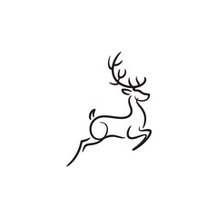 Elegant Continuous One Line Drawing of a Leaping Deer or Stag